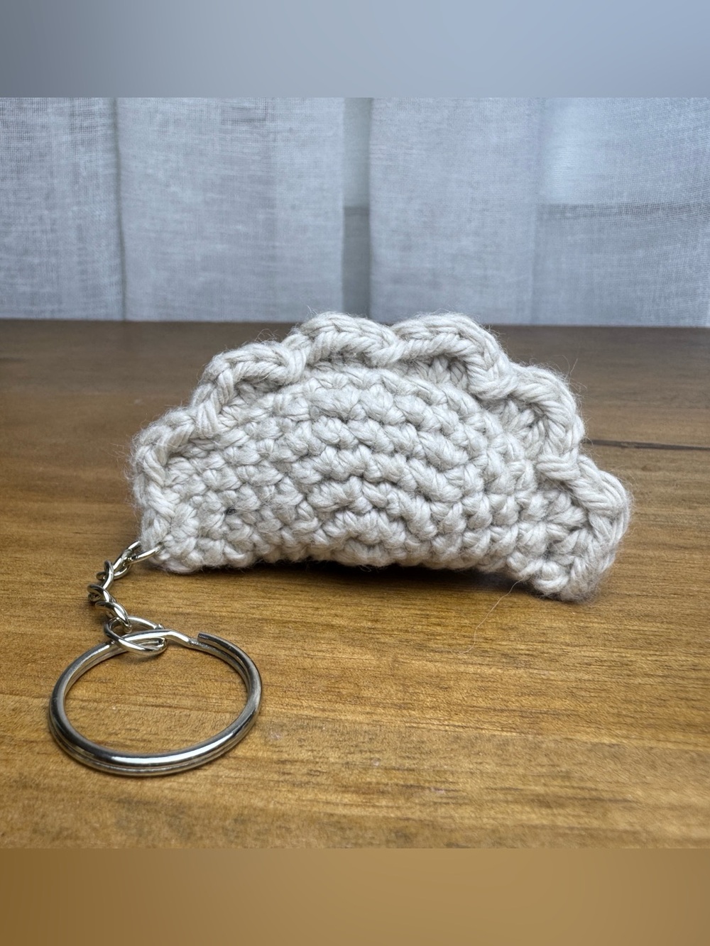 Hand Crafted Crochet Pierogi Dumpling Keychain